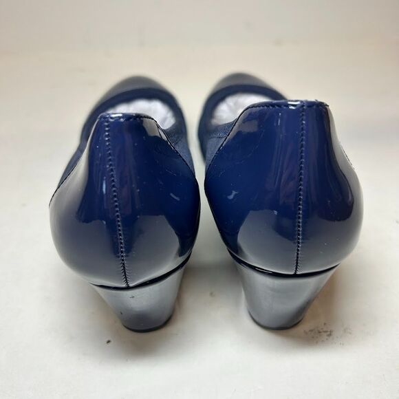 Life Stride Womens 8 W Navy Blue Patent Paneling Juliana Wedge Heel Pumps NIBHW9 - Picture 3 of 5
